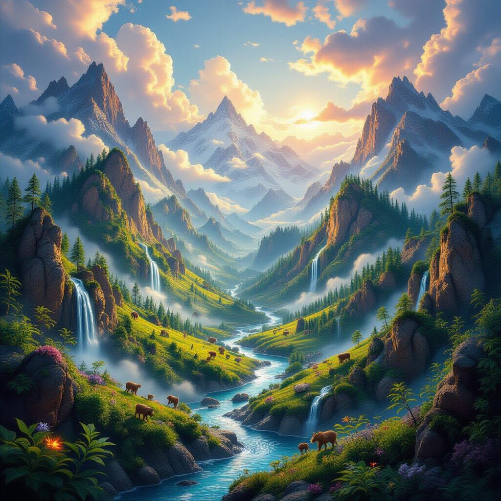 Fantastical Landscape with Hidden Wonders