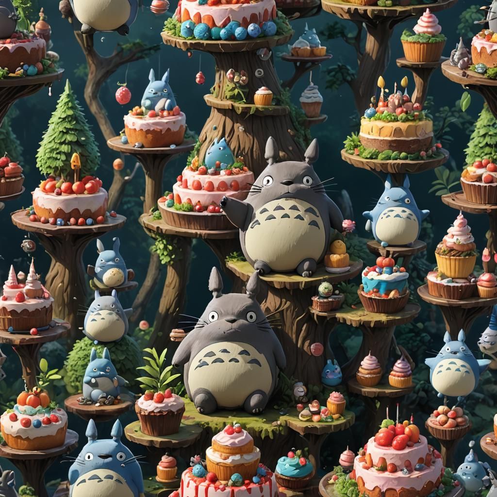 Totoro's Cake: Detailed Matte Painting