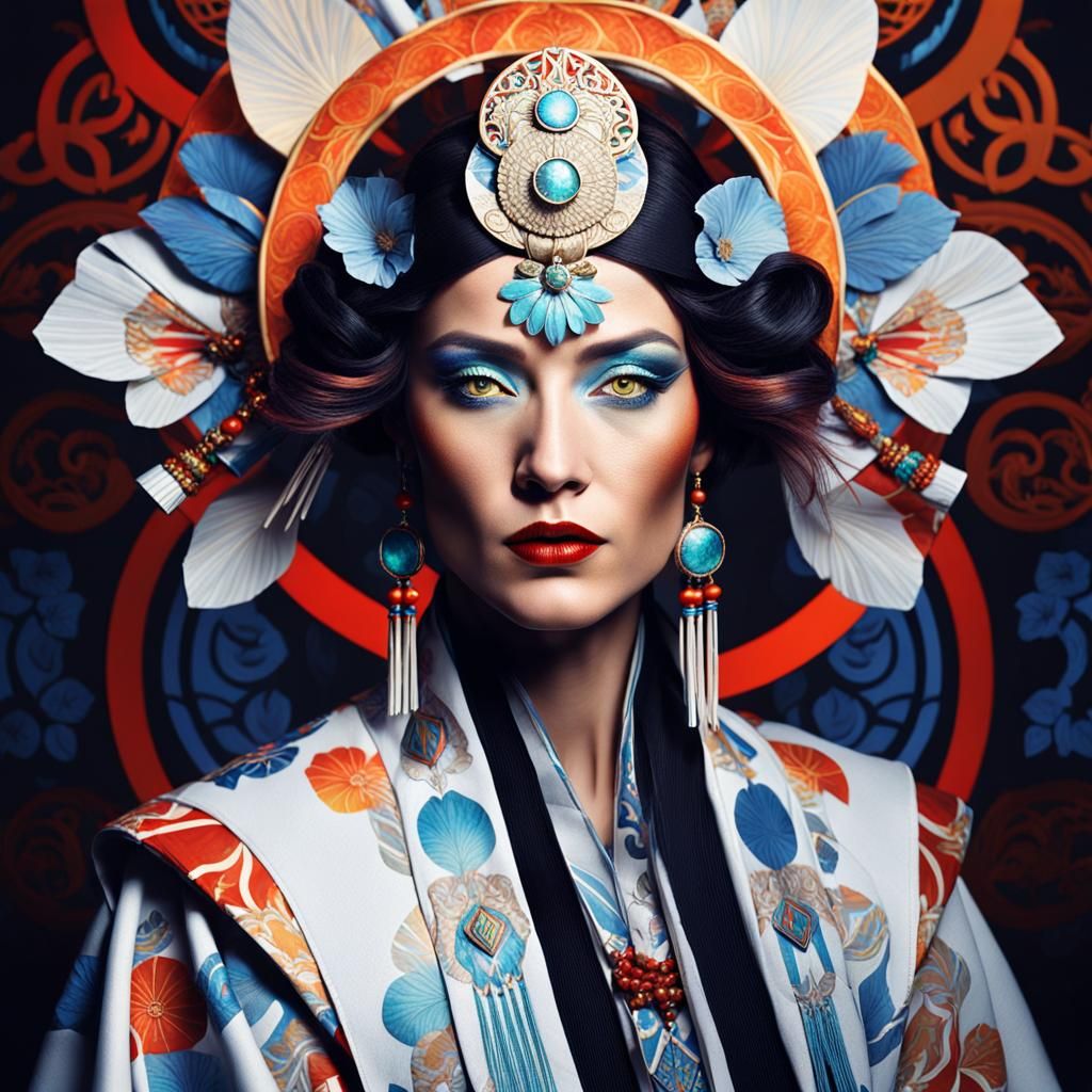 Striking Portrait in Art Nouveau Style