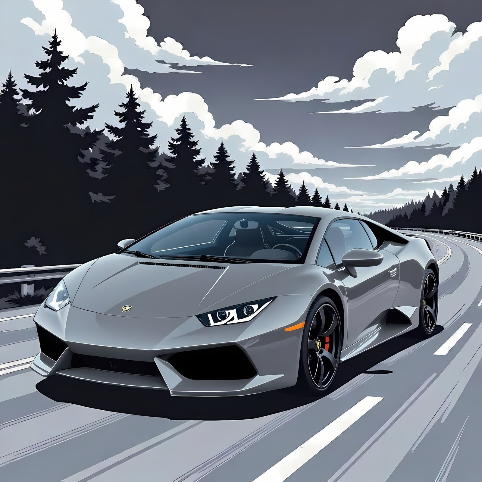 Detailed 2025 Lotus Emira Line Drawing in Manga Style