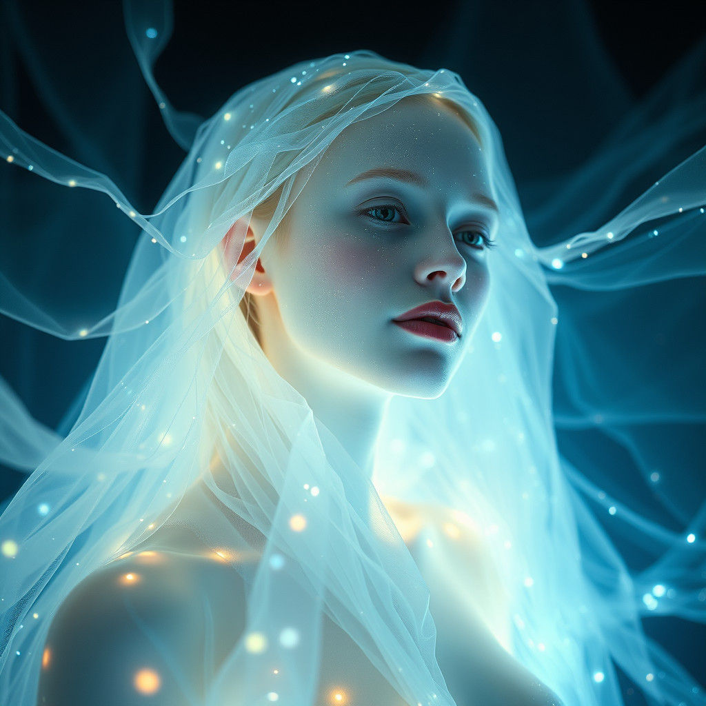 Bioluminescent Woman in Laser Light: Ethereal Dance