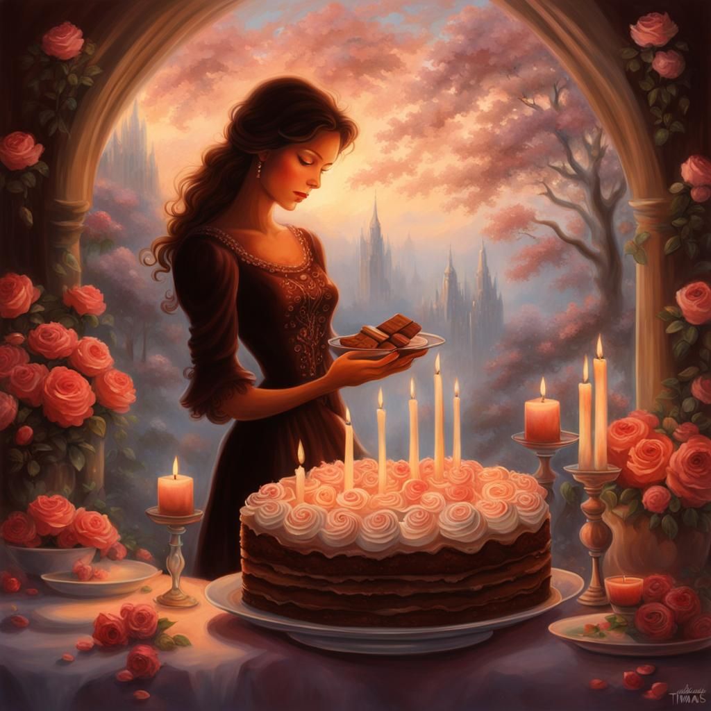 Ethereal Chocolate Tiramisu Fantasy with Roses