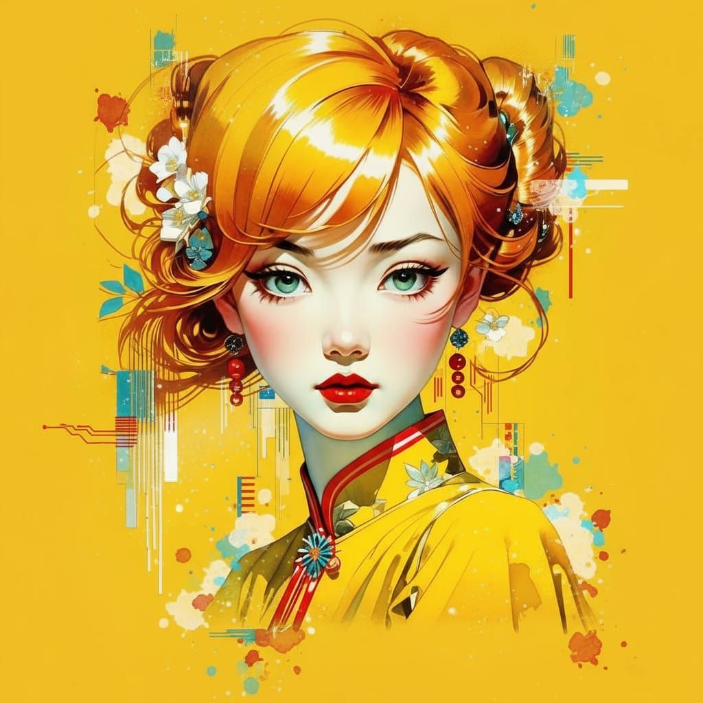 Future Punk Fashion Watercolor Art Masterpiece