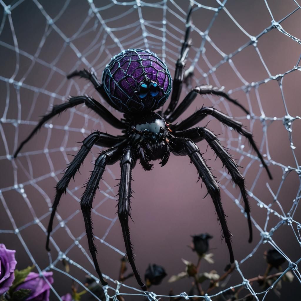 Epic Dark Goth Spider with Roses and Barbed Wire