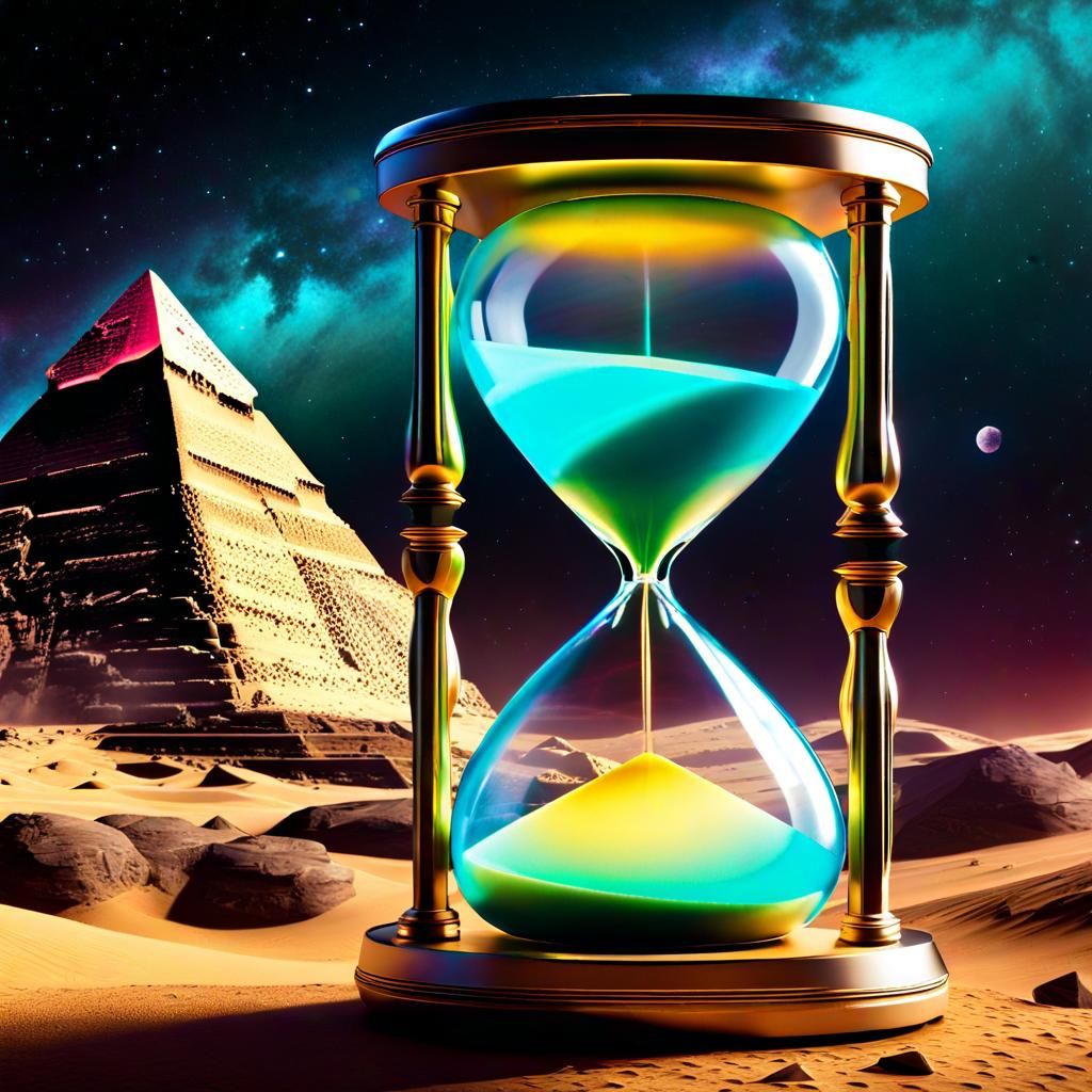 Hourglass with Pyramids: Holographic Cosmic Illustration