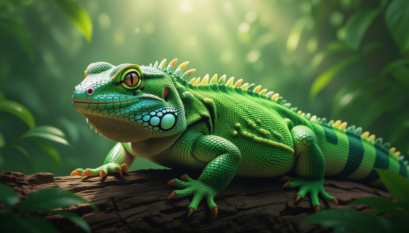 Gecko Mimics Crocodile in Surreal Digital Art