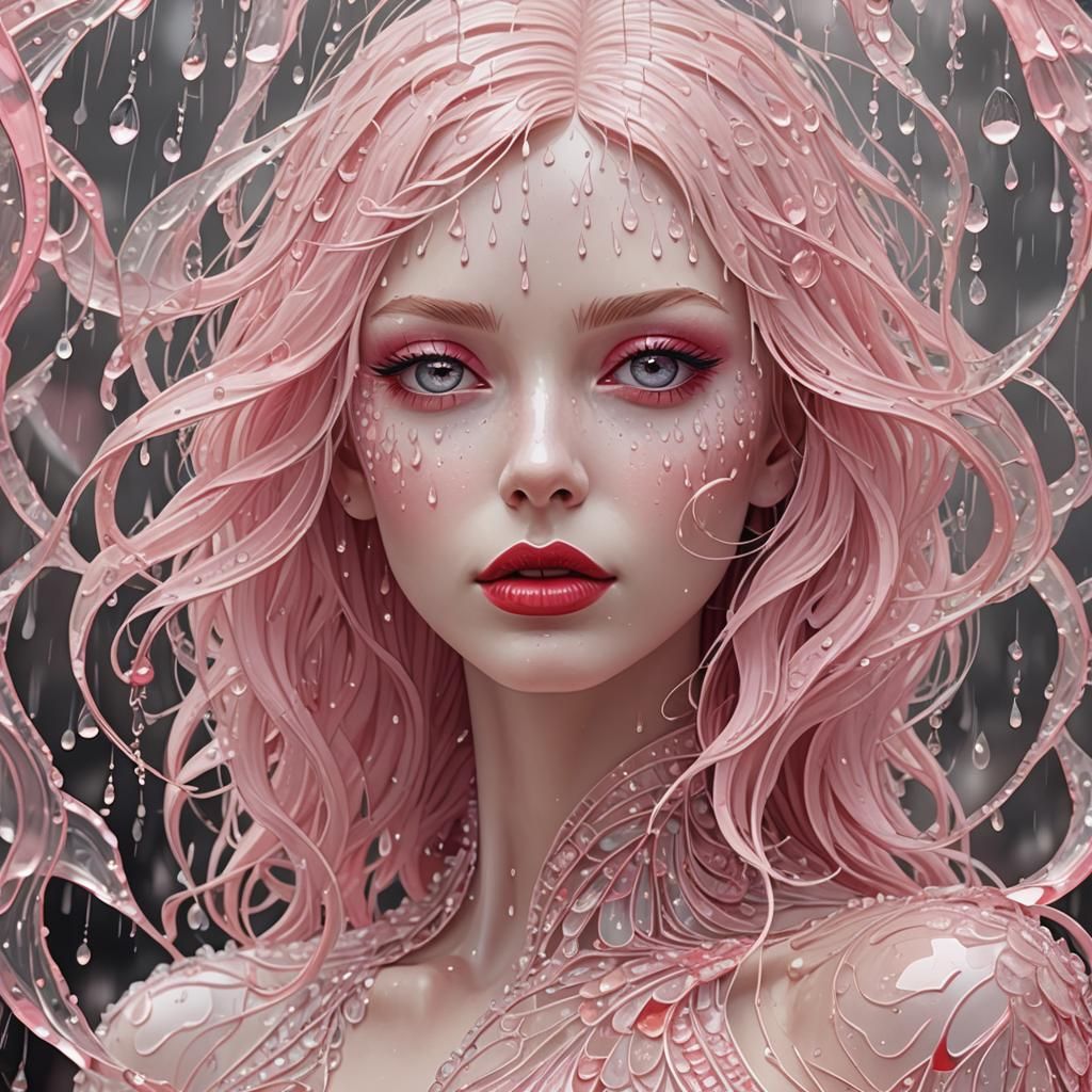 Crystal Girl in Rain with Fractal Design