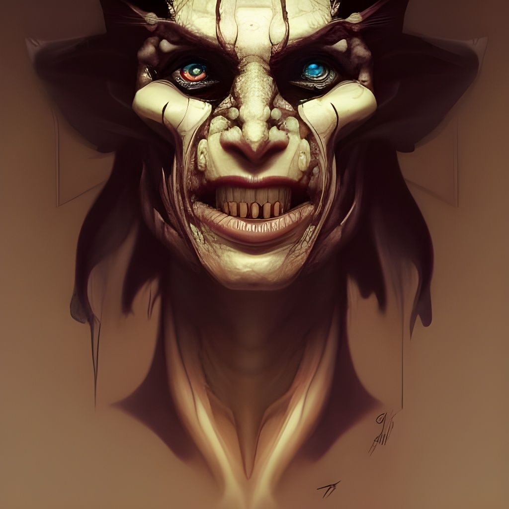 Bat Demon Portrait in Cronenberg Style