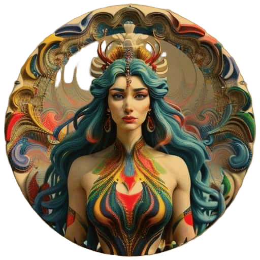 Vibrant Goddess in Photorealistic Abstraction