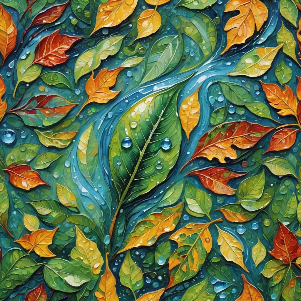 Magical World Refracted in Water Droplet: Expressionist Oil ...