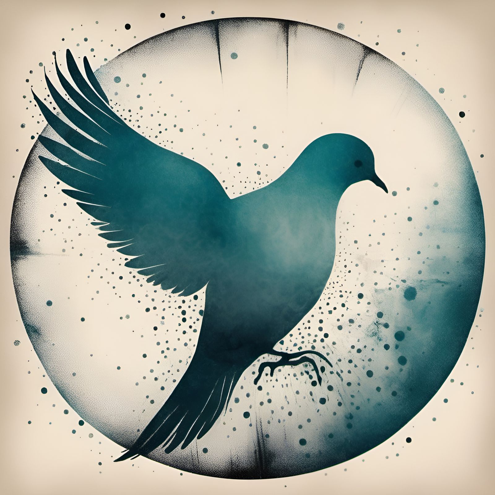 Monochrome Dove with Ink Halo in Seveso Style