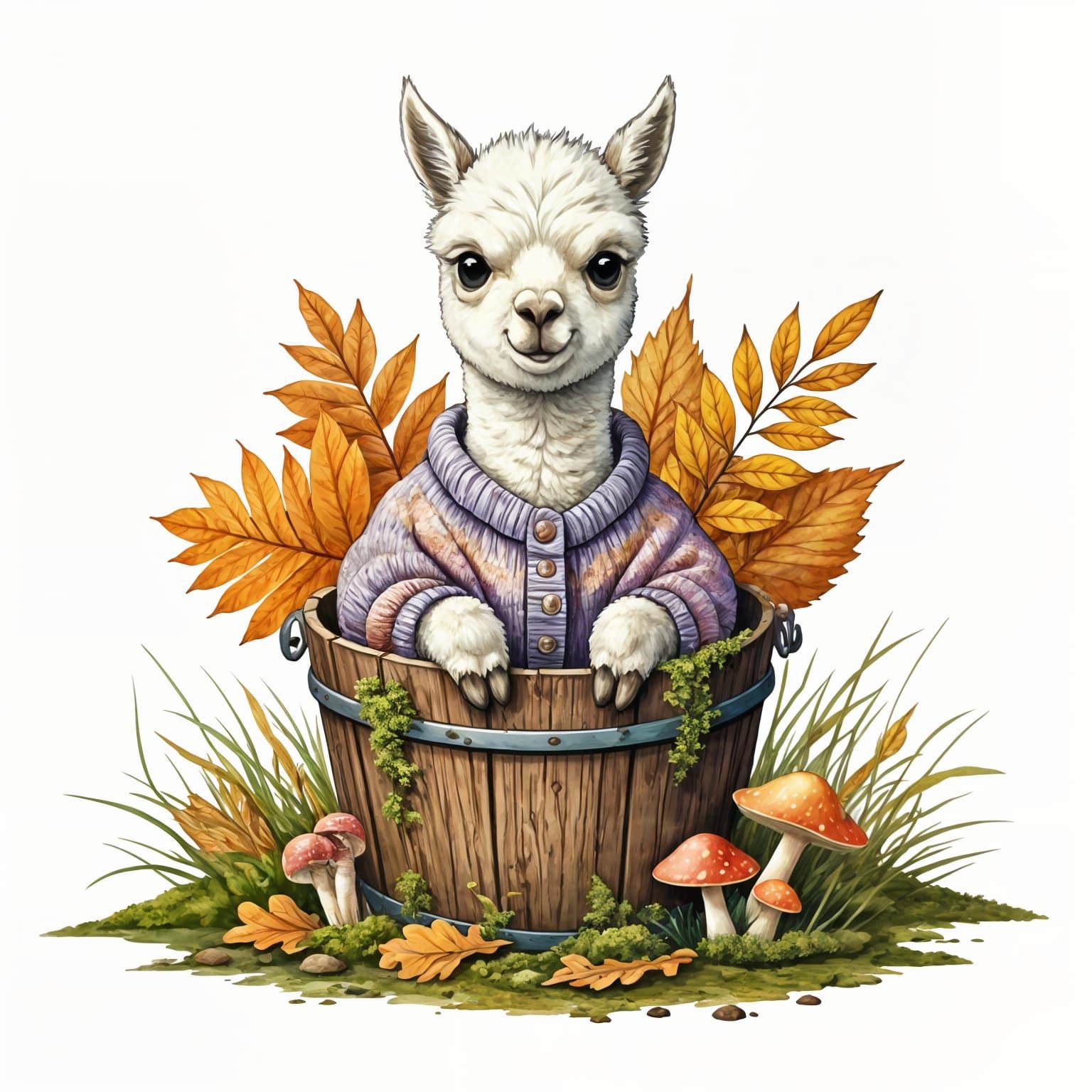 Autumn Alpaca in Beatrix Potter Style