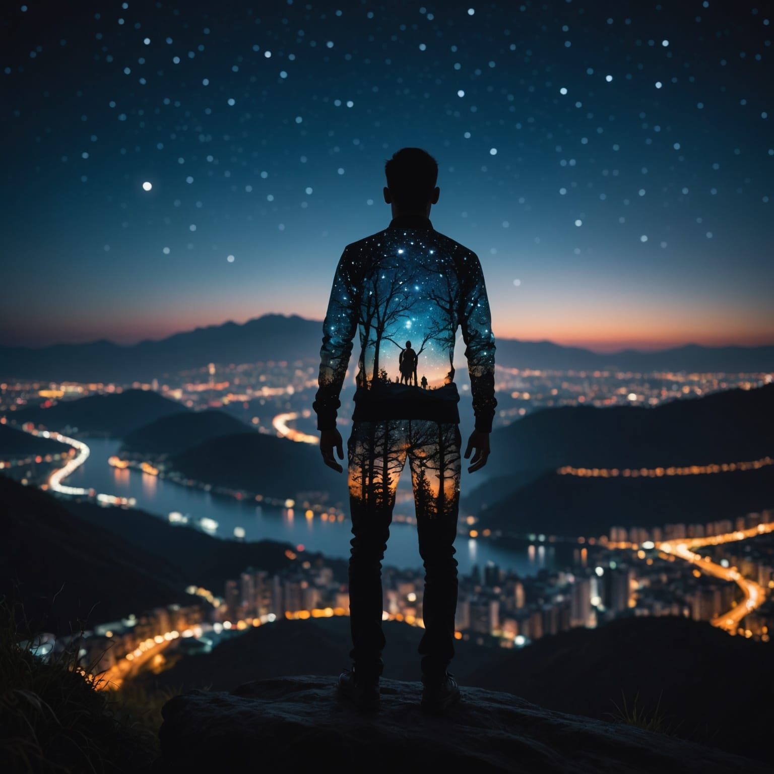 Magical Night Landscape Encased in Silhouette