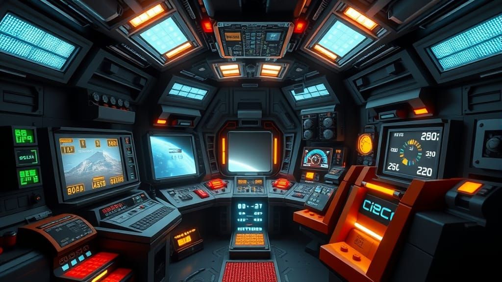 voxel art - spaceship interior