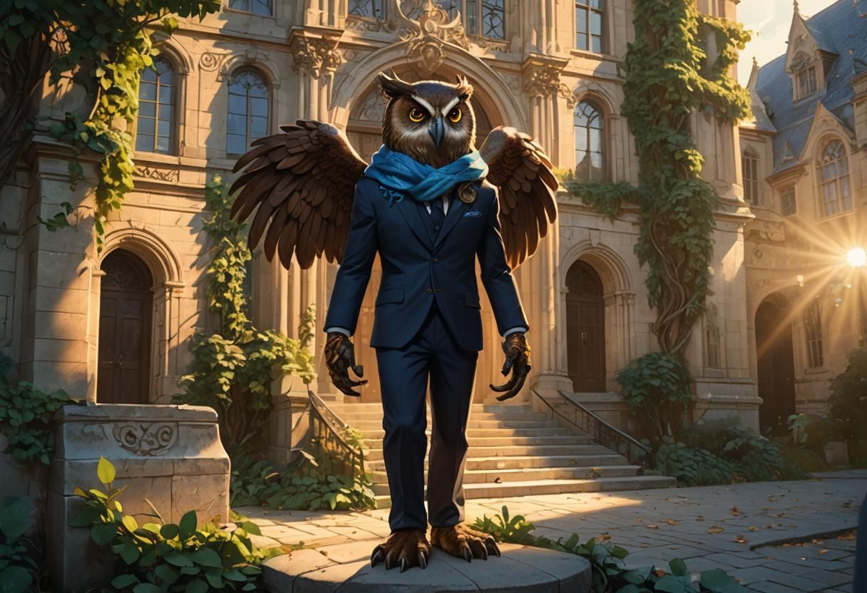 Noble Owlin in Front of Ancient University