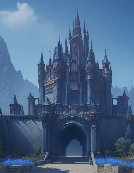 Modern Demon Castle Entrance: Detailed Digital Painting