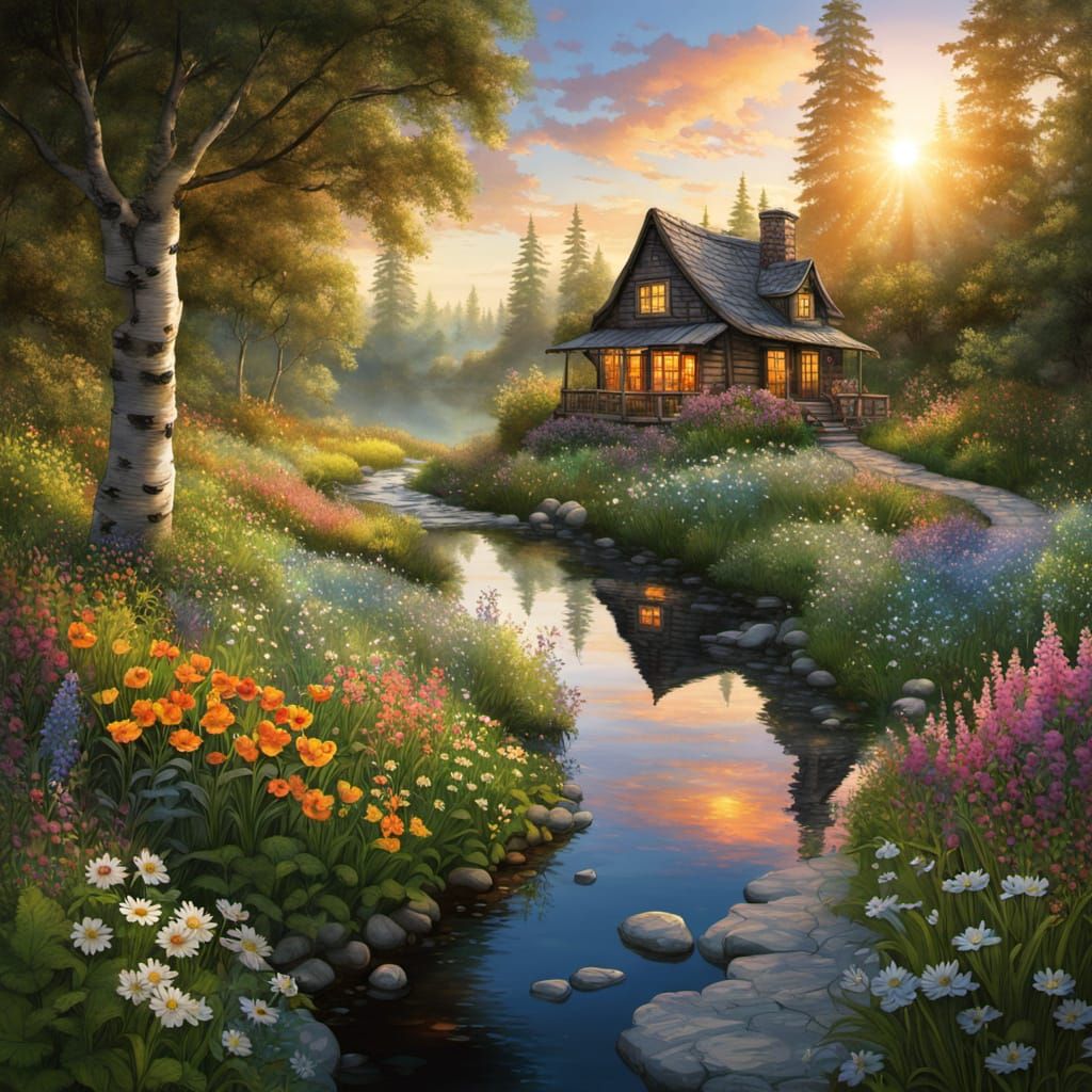 Enchanted Forest Sanctuary Within a Radiant Violin