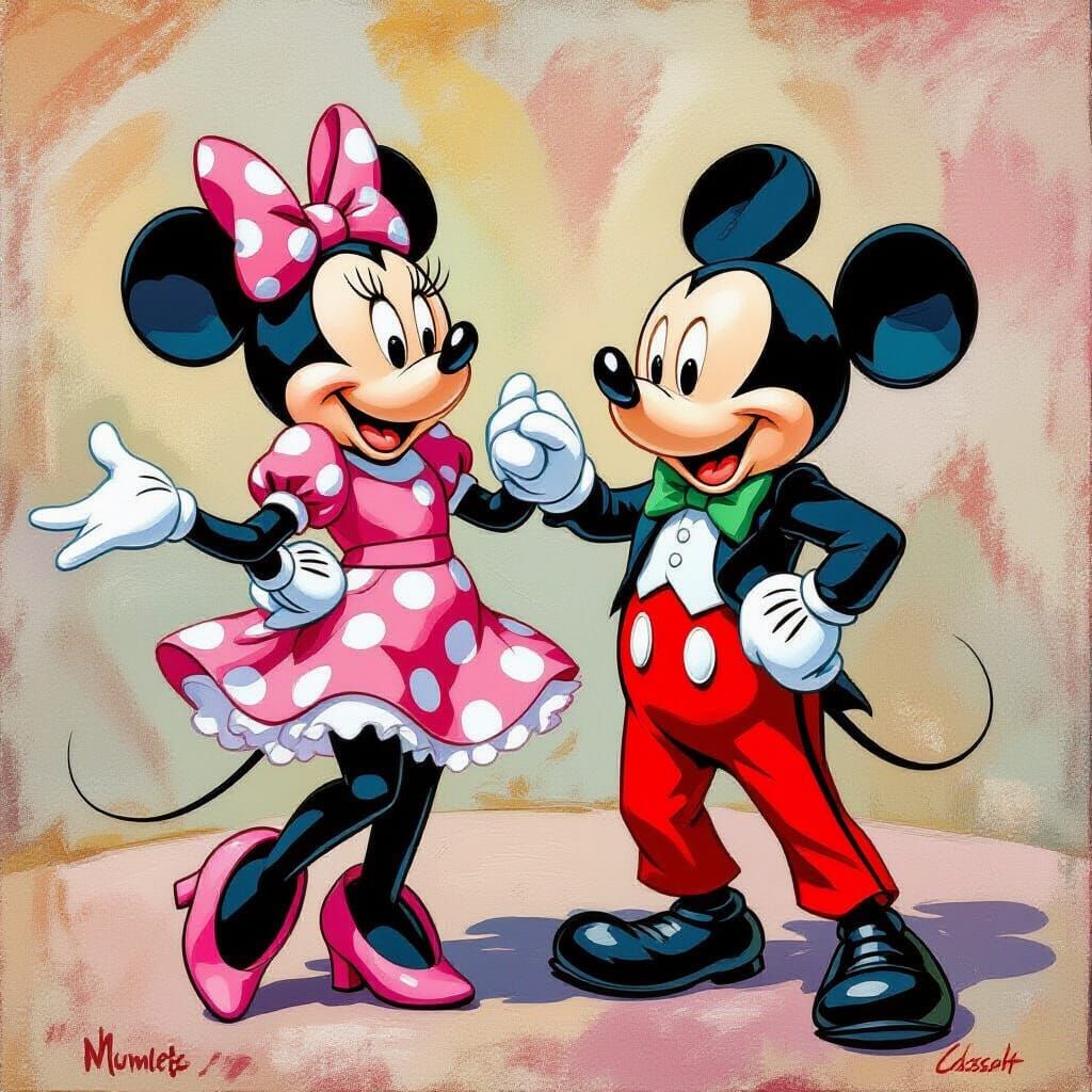 Minnie and Mickey Dance in Impressionist Style