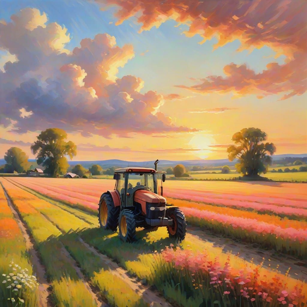 Serene Summer Sunset in a Field of Gold