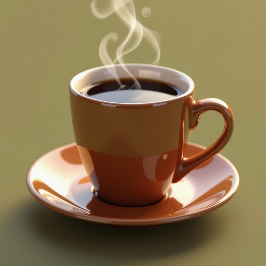 Steaming Coffee in Ceramic Mug with 3D Background
