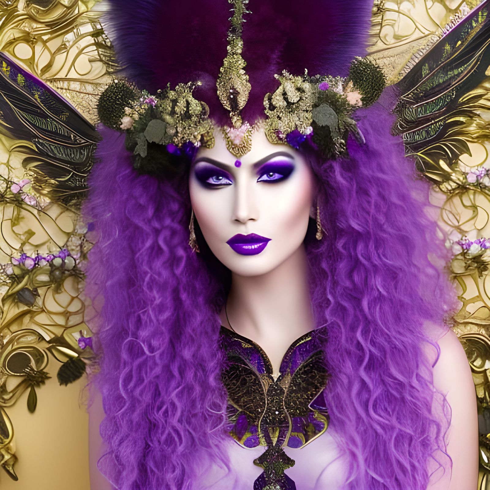 Hyperrealistic Purple Goddess Illustration