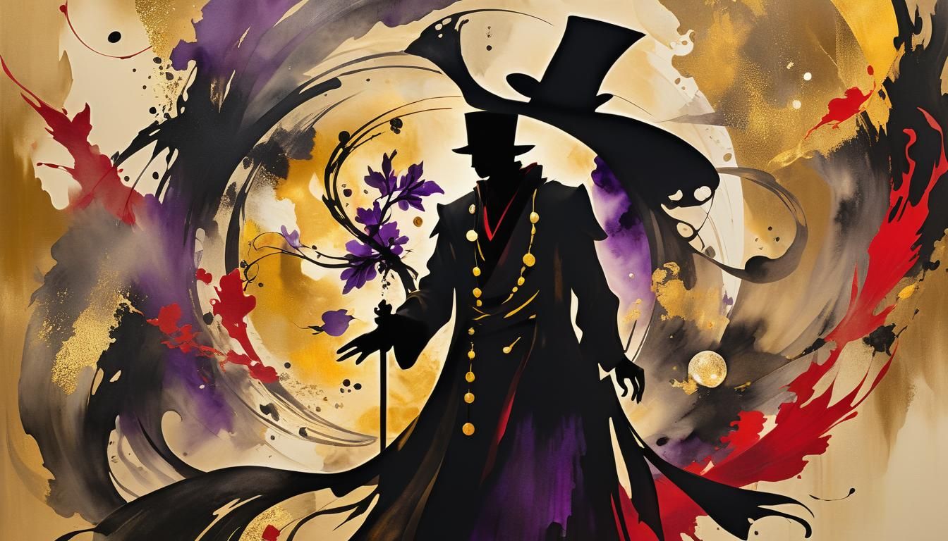 Magician with Crystal in Chinese Ink Style