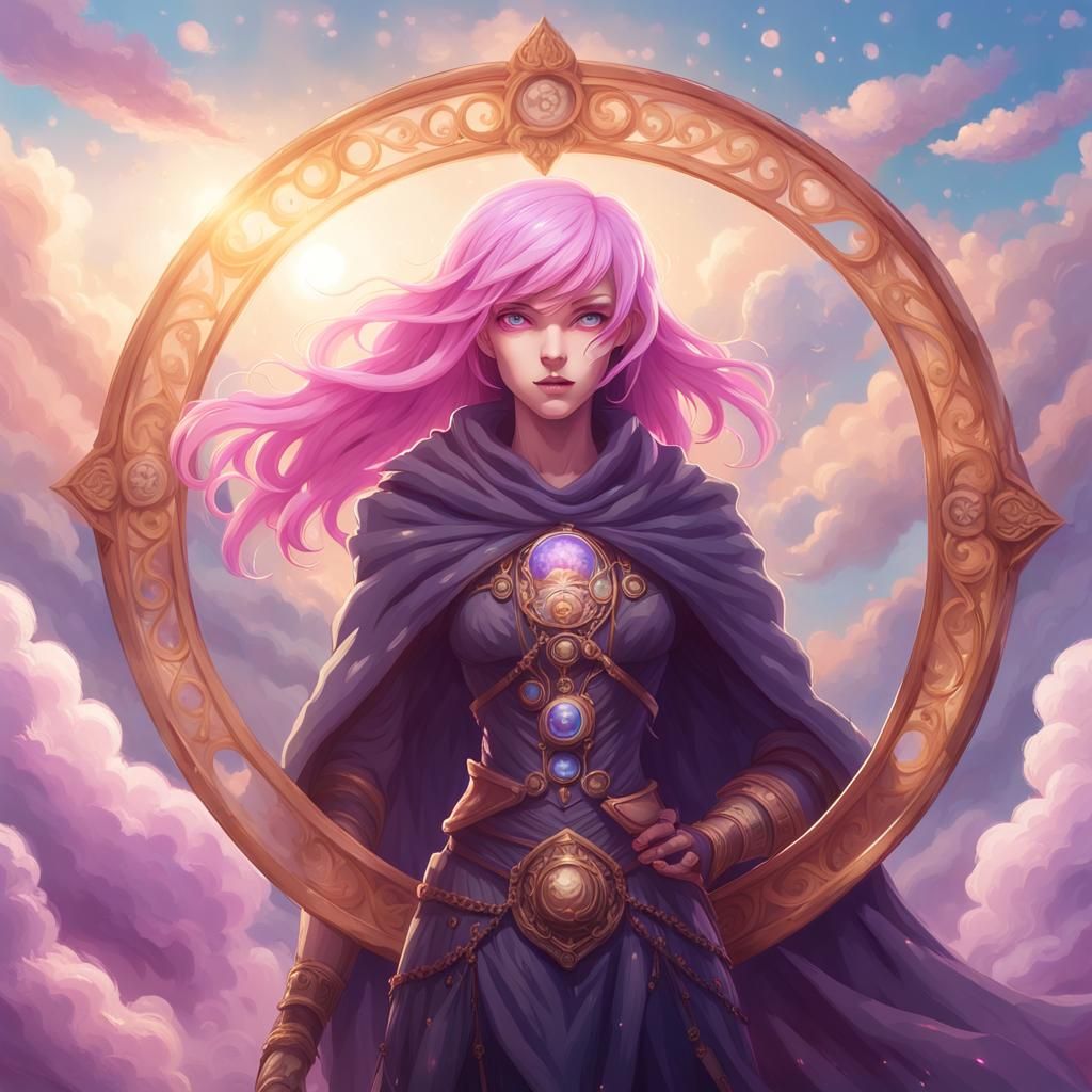 Pink Haired Reaper in Heaven with Sunshine