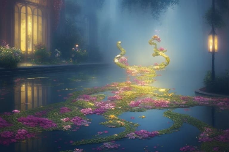 Magical Flowering Vines in Rococo Hyperrealism