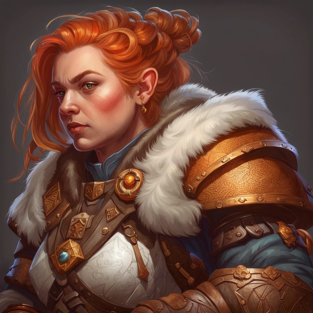 Ginger Dwarven Cleric Portrait in Fantasy Style