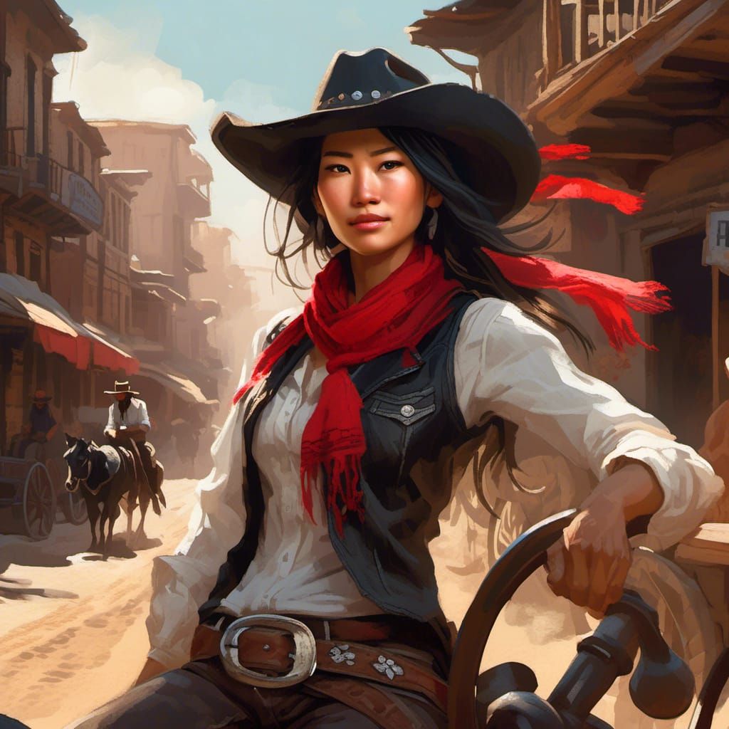 Cowgirl Portrait in Hyperreal Western Style