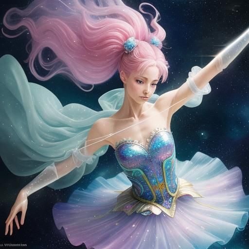 Ballerina in Soap Bubble: Surreal Anime Art