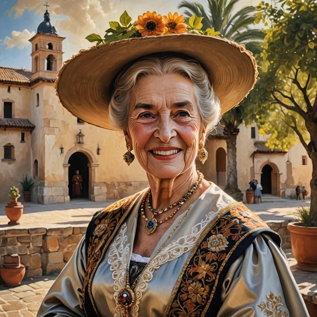 Queen Sofia Portrait in Spanish Baroque Style