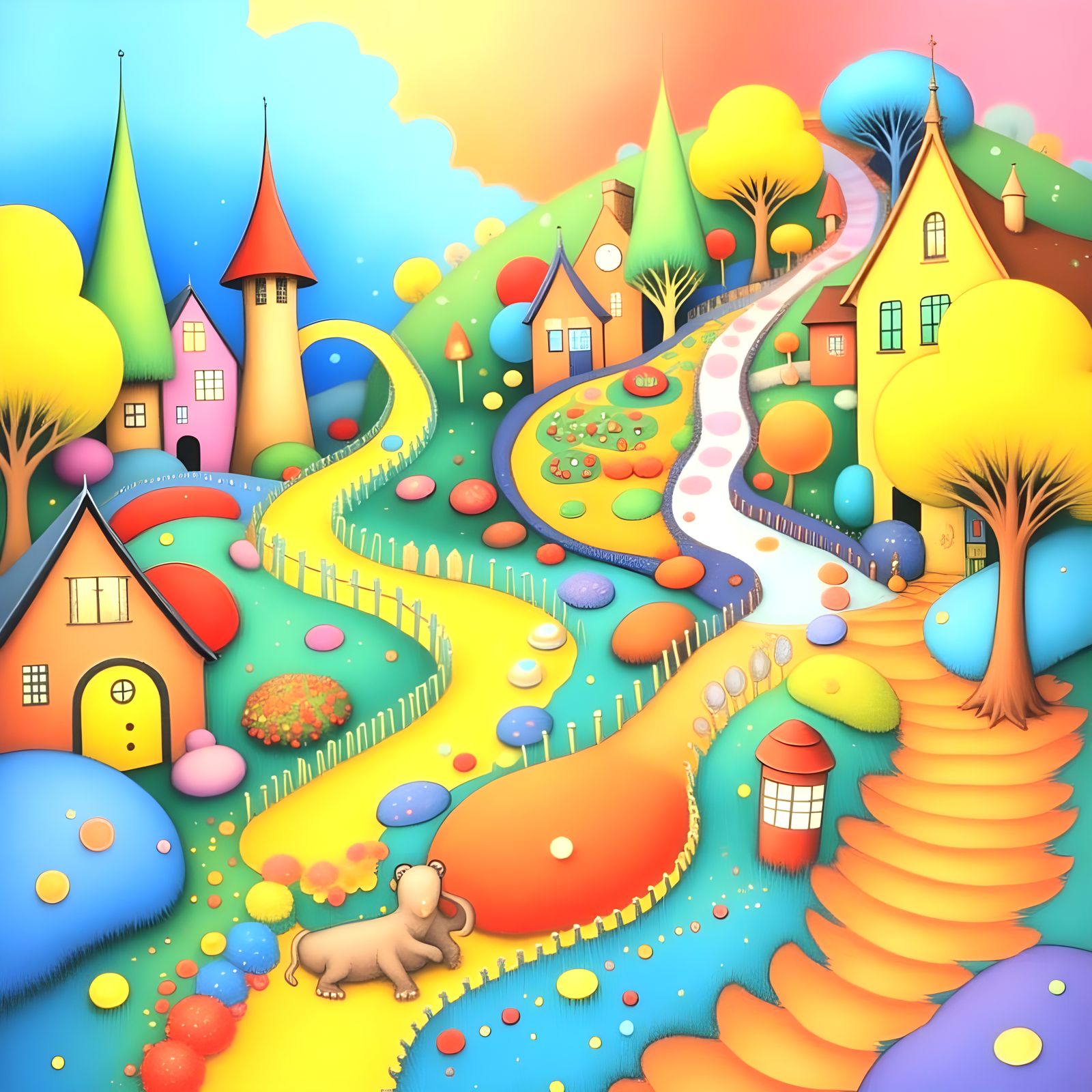 Whimsical Abstract Watercolor Painting in Soft Pastel Colors