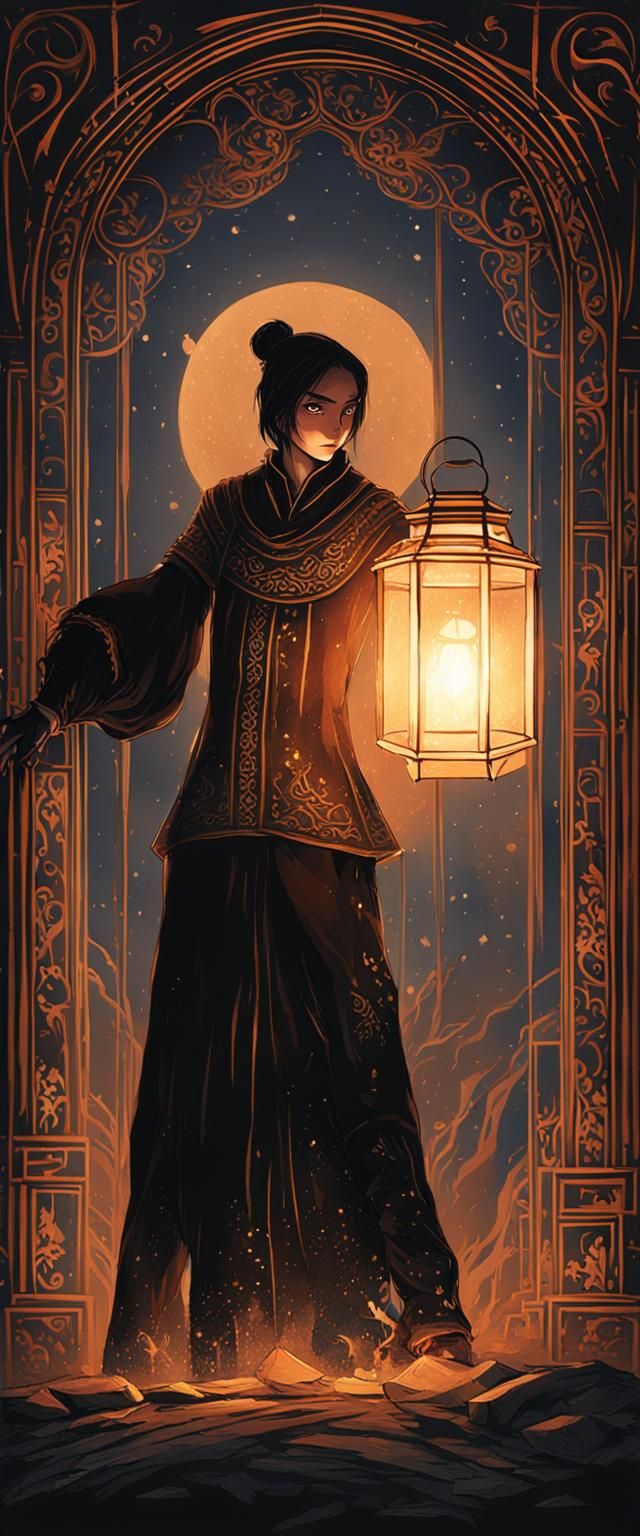 Dark Fantasy Figure with Lantern Sleeves