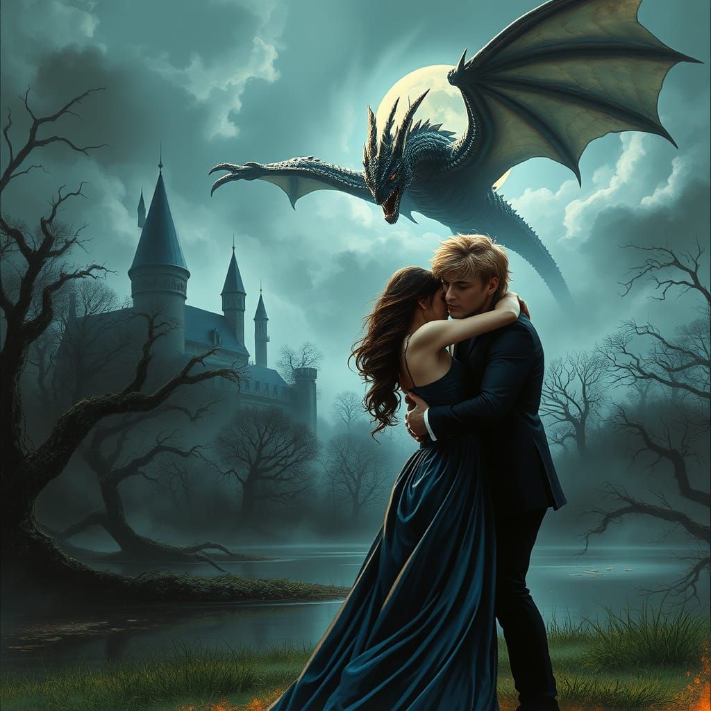 Dark Castle Romance: Draco and Hermione in a Heated Embrace