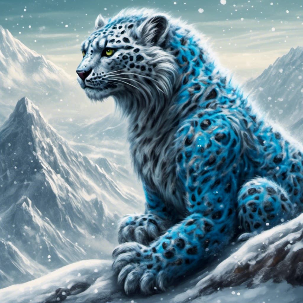 Snow Leopard Dragon Hybrid on Alien Planet