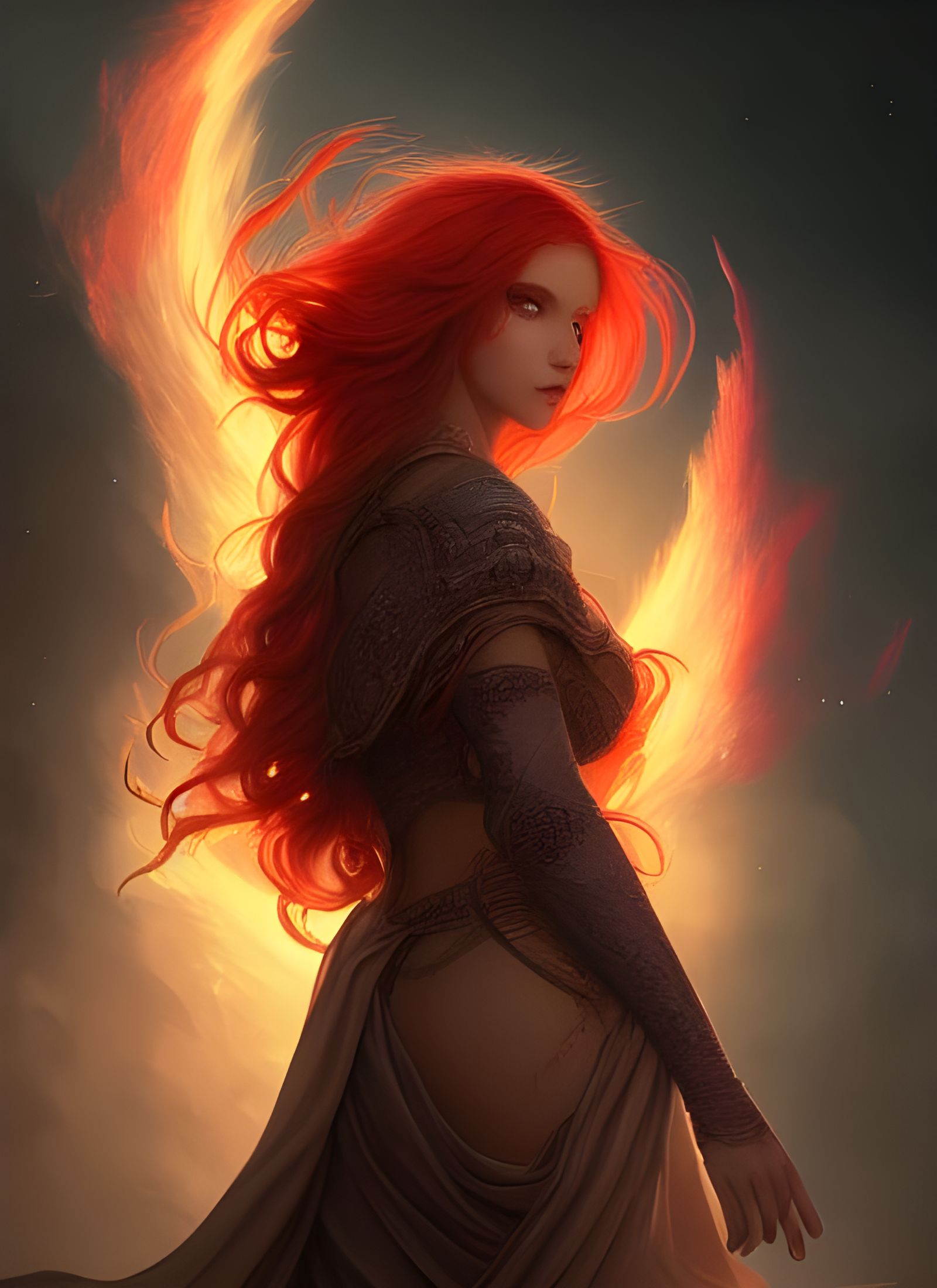 Fire Goddess in Hyper-Detailed Digital Illustration