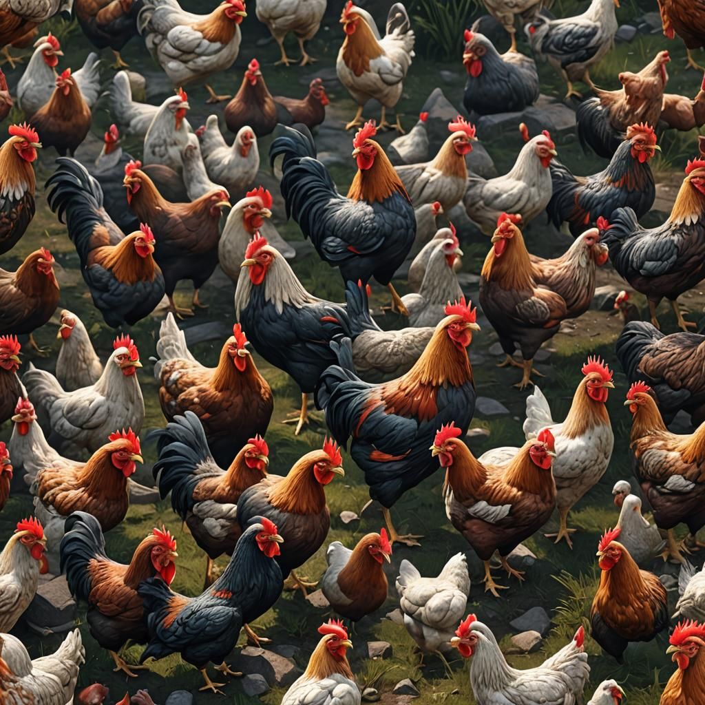Detailed Chicken Matte Painting in Fantasy Art Style