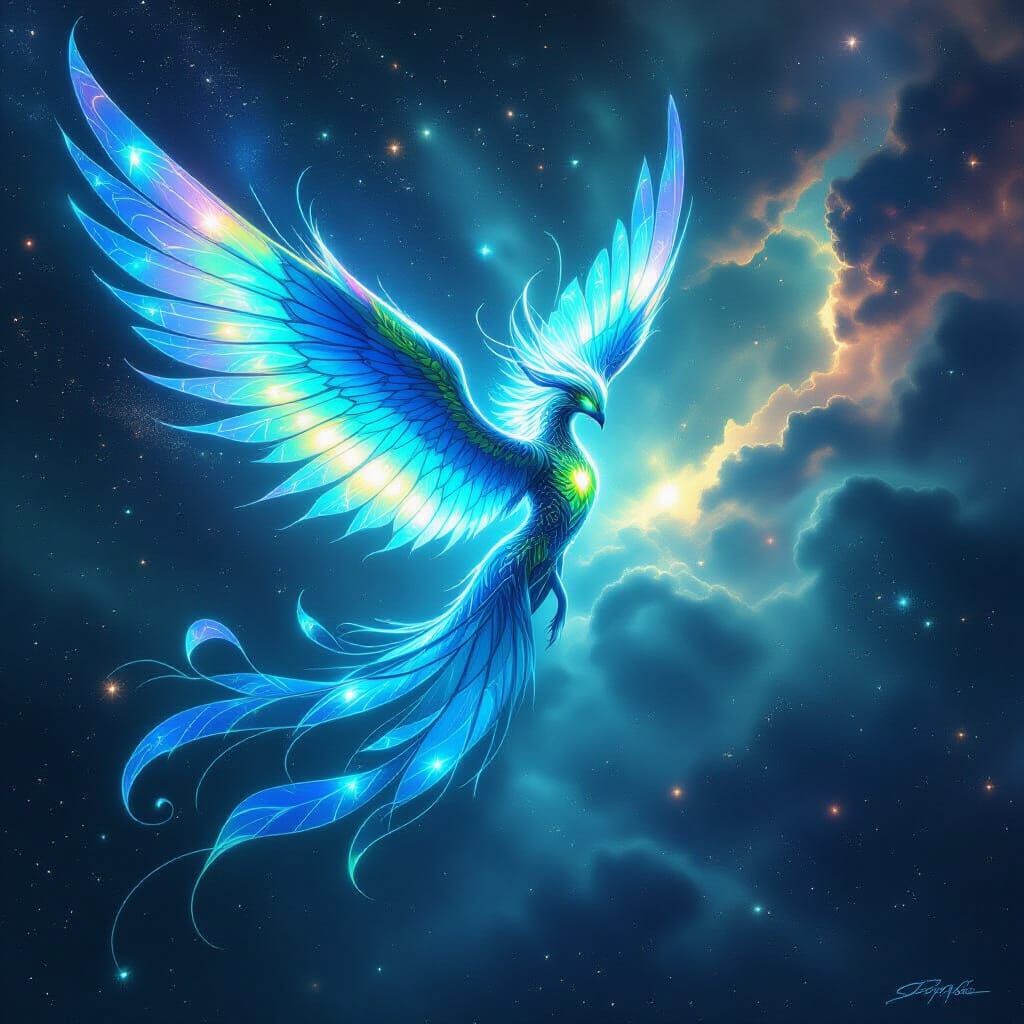 Ethereal Creature in Cosmic Nebula