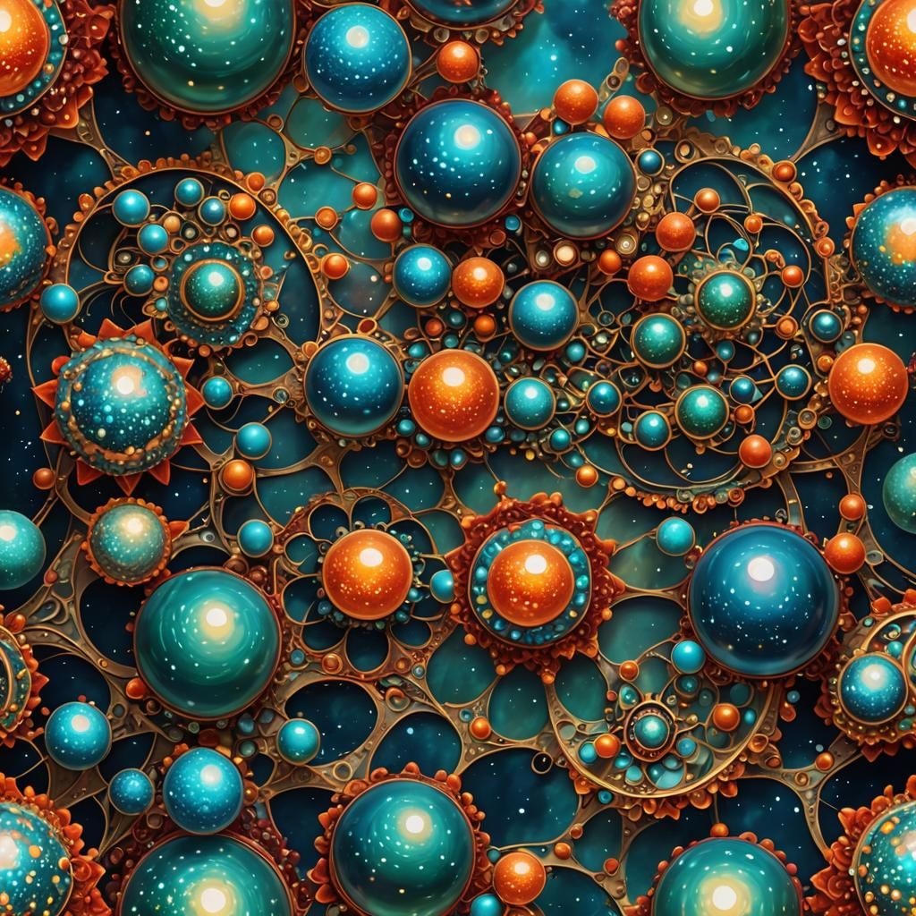 Kaleidoscopic Orbs in Surreal Interconnected Universes