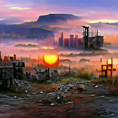 Sunrise Over a Post-Apocalyptic Cityscape