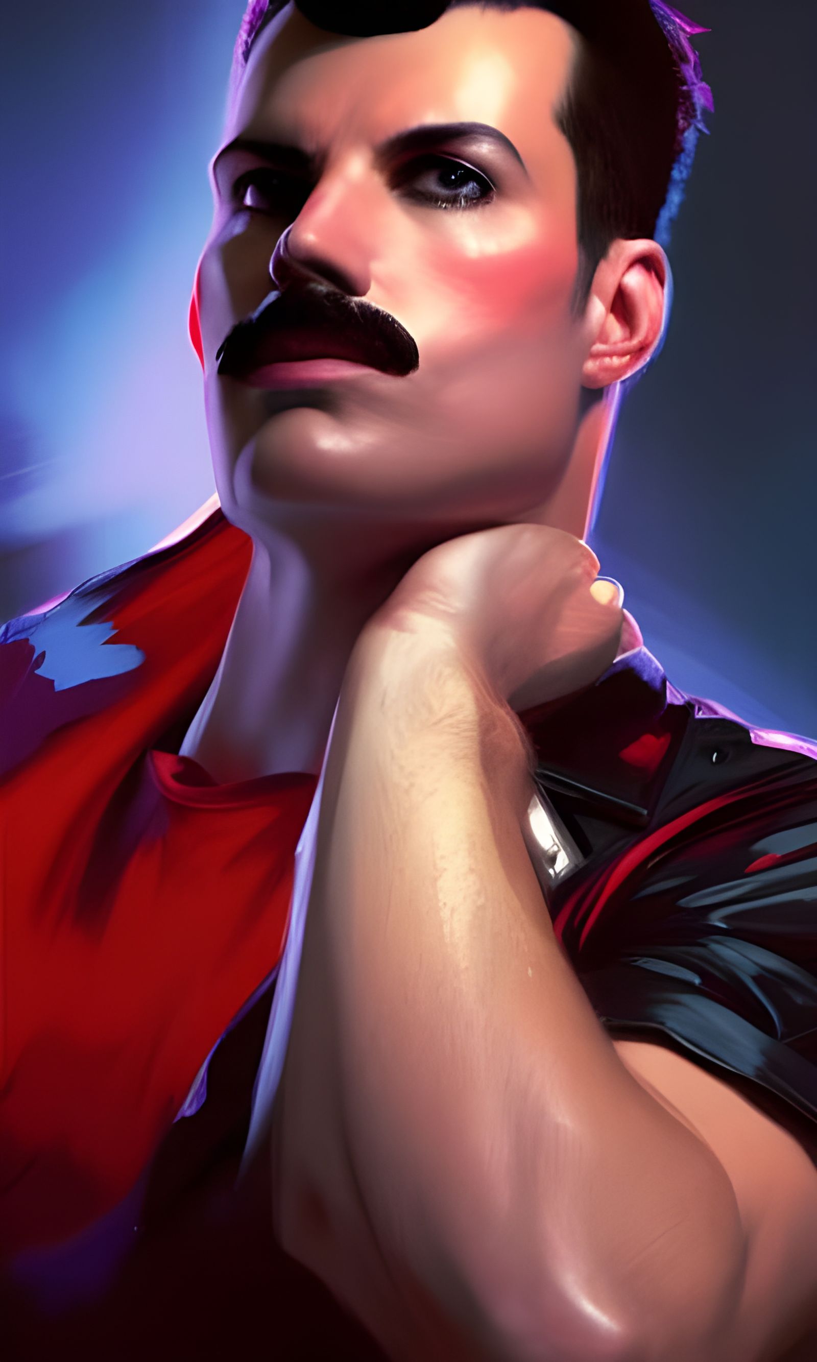 Freddy Mercury Portrait in Hyperdetailed Art Nouveau Style
