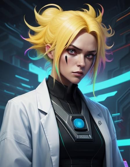 Hi-Tech Scientist Portrait in Samuel Hiti Style