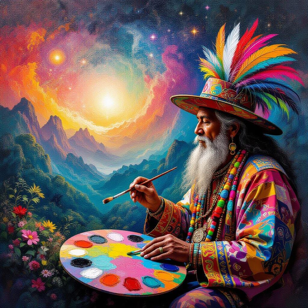 Mesmerizing Astral Landscape in Vibrant Holographic Style