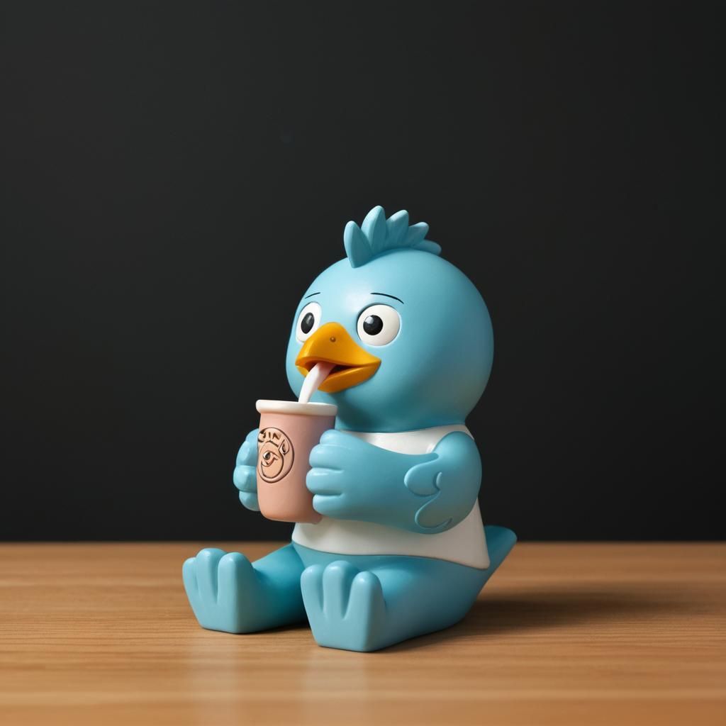 Yusuke Hanai abstract character drinking bird cartoon childr...