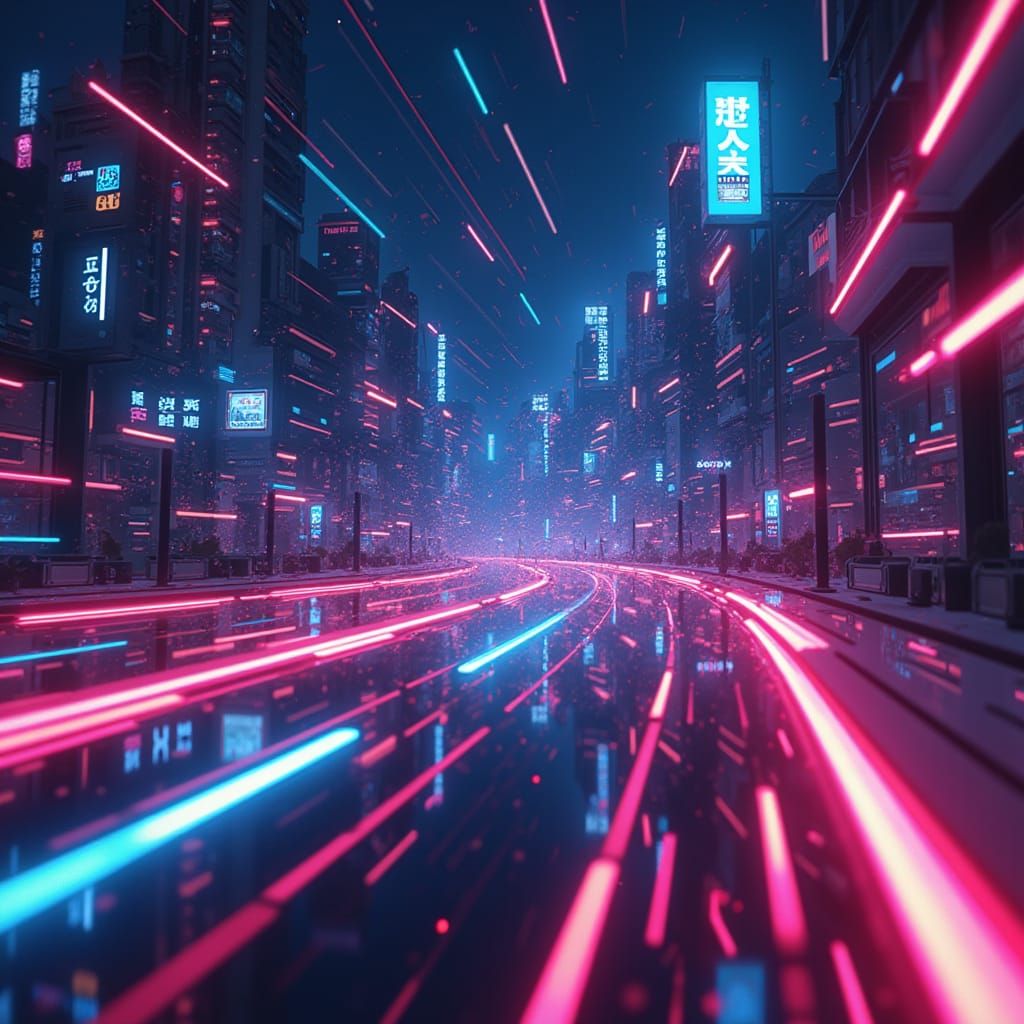 Futuristic Digital Entertainment Banner in Anime Style