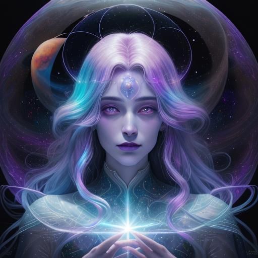 Holographic Astral Vampire in Pablo Amaringo Style