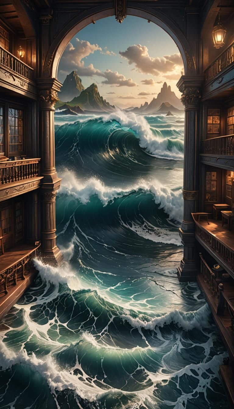 Upstairs Wave View: Detailed Matte Painting in 8K