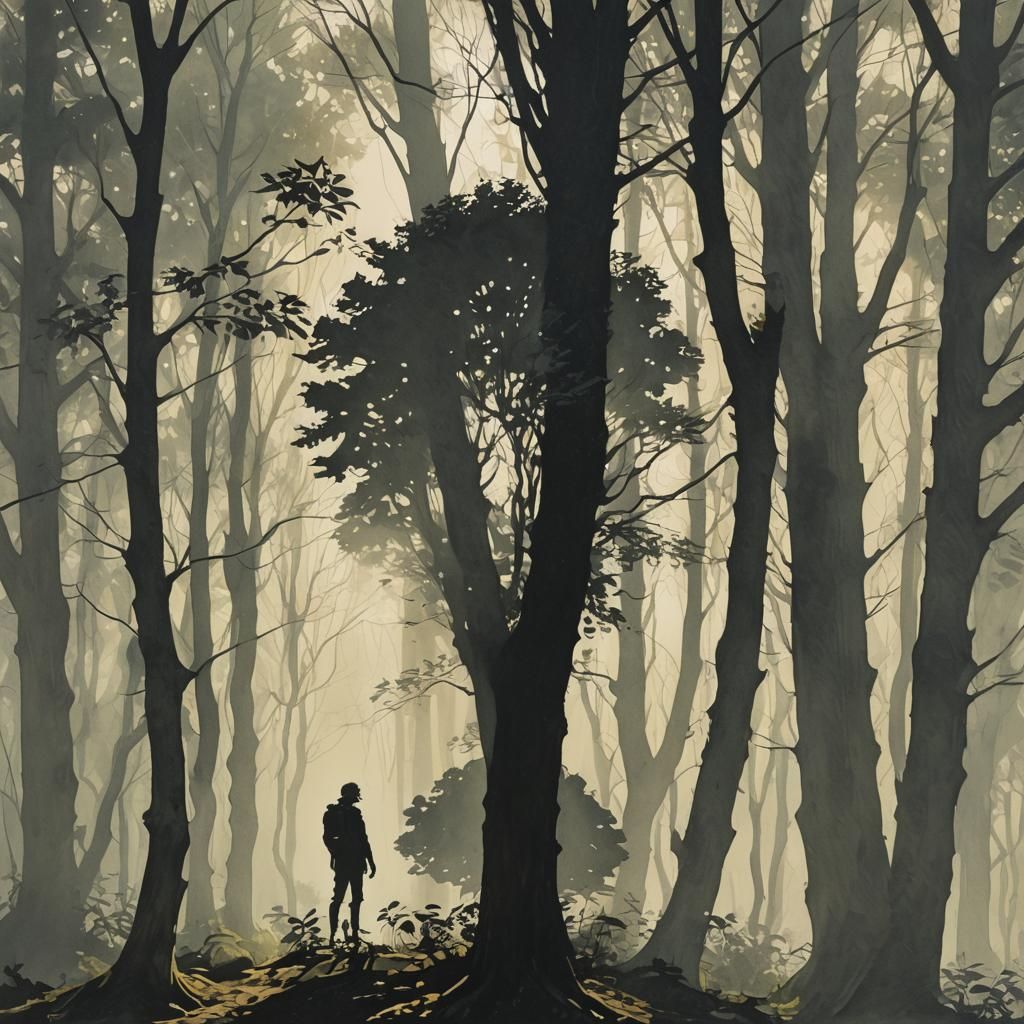 Loran Hawke Portrait Amidst Dense Forest Light