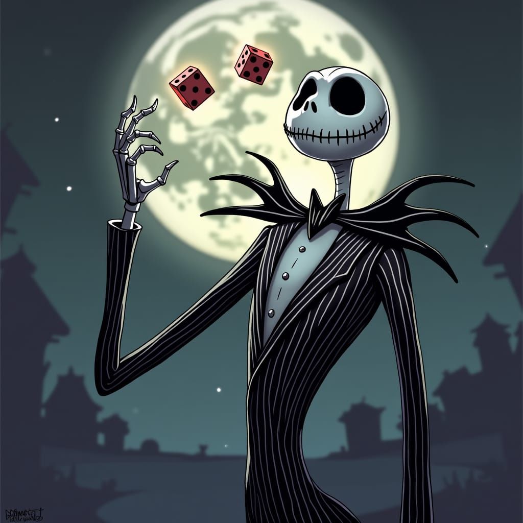 Jack Skellington Gambles with Fate in Gothic Style